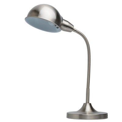 Настольная лампа Mw light 631031201 Ракурс Настольная лампа Mw light 631031201 РакурсОфисные<br>Описание модели 631031201: Создать нужную атмосферу на рабочем столе или внести яркий акцент в детскую комнату помогут настольные лампы из коллекции Ракурс, выполненные в разнообразных оттенках на любой вкус. Утяжеленное основание лампы и плафон строгой, округлой формы придают ей классическую солидность и надежность. Эластичная трубка, соединяющая плафон с основанием, защищена в зависимости от модели: у цветных светильников – пластиком нейтрального серого цвета, у светильников металлических оттенков гибкая часть в цвет плафона и основания. Плавные, мягко изогнутые линии лампы привнесут в интерьер спокойствие и уют, а ведь именно в этом и состоит одна из главных функций настольных светильников. Солидная классика – вот то определяющее словосочетание, которое как нельзя лучше характеризует лампы из коллекции Ракурс. Их площадь освещения порядка 2 кв.м.<br><br>S освещ. до, м2: 2<br>Тип лампы: накаливания / энергосберегающая / светодиодная<br>Тип цоколя: E27<br>Количество ламп: 1<br>Ширина, мм: 300<br>MAX мощность ламп, Вт: 40<br>Длина, мм: 350<br>Высота, мм: 450<br>Поверхность арматуры: сатин<br>Цвет арматуры: серый<br>Общая мощность, Вт: 40