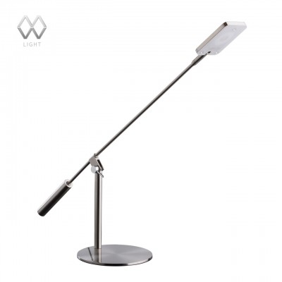 Настольная лампа Mw light 631033601 Ракурс Настольная лампа Mw light 631033601 РакурсХай тек<br>Описание модели 631033601: Современная и стильная лампа из коллекции «Ракурс» привлекает скромной простотой форм и точными линиями. Металлическое основание выполнено в трех цветовых вариациях: матовый чёрный, цвет хрома и цвет сатинового никеля и гармонично сочетается с плоским прямоугольным плафоном в цвет основания. Плафон дополнен декоративной вставкой из акрила, закрывающая источник света – светодиоды. Светильник очень удобен в использовании: плафон вращается на 360 градусов, есть возможность менять угол наклона, создавая нужное направление светового потока.<br><br>S освещ. до, м2: 1<br>Ширина, мм: 160<br>Диаметр, мм мм: 160<br>Длина, мм: 700<br>Высота, мм: 600
