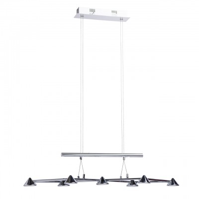 Люстра Mw light 632010807 Гэлэкси Люстра Mw light 632010807 ГэлэксиДлинные 4+<br>Описание модели 632010807: Для современных интерьеров в минималистическом стиле и стиле хай-тек идеально подойдет люстра из коллекции «Гэлэкси». Основание выполнено из металла глянцевого цвета хрома и дополнено семью источниками света в виде светодиодов, оформленных в абажуры из блестящего алюминия конусообразной формы в сочетании с матовым белым акрилом. Такой светильник прекрасно подходит для зональной подсветки, а его преимущество перед другими моделями в возможности легко регулировать высоту подвеса, так как он оборудован универсальным ручным лифтом в виде планки. Площадь освещения порядка 12 кв.м.<br><br>S освещ. до, м2: 11<br>Крепление: Планка<br>Тип лампы: LED<br>Тип цоколя: LED<br>Количество ламп: 7<br>Ширина, мм: 310<br>MAX мощность ламп, Вт: 4.85<br>Длина, мм: 900<br>Высота, мм: 1830<br>Цвет арматуры: серебристый хром