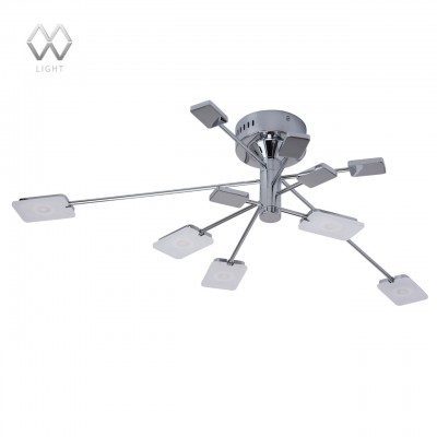 Люстра Mw light 632013605 Гэлэкси Люстра Mw light 632013605 ГэлэксиПотолочные<br>Описание модели 632013605: Оригинальный светильник из коллекции «Гэлэкси» отлично впишется в современный интерьер. Основание и рожки выполнены из металла и окрашены в цвет хрома. Они выгодно подчеркнуты плоскими прямоугольными плафонами-пластинами. А источники света в виде светодиодов в сочетании с акриловым рассеивателями обеспечивают мягкое распределение света. Рожки отличаются по длине и легко поворачиваются в разные стороны, благодаря чему есть возможность создавать необычные световые композиции.<br><br>Установка на натяжной потолок: Да<br>S освещ. до, м2: 9<br>Крепление: Планка<br>Тип лампы: LED<br>Тип цоколя: LED<br>Количество ламп: 5<br>Диаметр, мм мм: 1140<br>Высота, мм: 190<br>MAX мощность ламп, Вт: 5