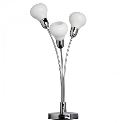 Настольная лампа Mw light 632032003 Гэлэкси Настольная лампа Mw light 632032003 ГэлэксиХай тек<br>Описание модели 632032003: Люстру из коллекции «Гэлэкси» отличает современный, лаконичный дизайн, универсальность форм и деталей. Плафоны из глянцевого белого стекла выгодно смотрятся на фоне хромированного металлического основания. Сочетание мягких форм и плавных линий шарообразных плафонов помогает создать гармоничную, легкую композицию в стиле минимализм. Источники света в виде светодиодных ламп также идут в комплекте. Светильники этой семьи прекрасно подходит для зонального освещения.<br><br>S освещ. до, м2: 5<br>Цветовая t, К: 3000<br>Тип лампы: LED<br>Тип цоколя: LED<br>Количество ламп: 3<br>MAX мощность ламп, Вт: 4<br>Диаметр, мм мм: 150<br>Высота, мм: 570<br>Цвет арматуры: серебристый<br>Общая мощность, Вт: 12