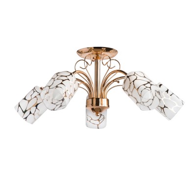 Люстра De markt 638010105 Олимпия Люстра De markt 638010105 ОлимпияПотолочные<br>Описание модели 638010105: Расширение легендарной коллекции Олимпия! Стеклянные белые плафоны с авангардным гальванизированным рисунком создают привлекательный дизайн и отличное решение оформления интерьеров! Потолочная форма светильника позволяет функционально экономить пространство, а удачное расположение плафонов способствует хорошей освещённости помещения.<br><br>Установка на натяжной потолок: Да<br>S освещ. до, м2: 15<br>Крепление: Планка<br>Тип лампы: накаливания / энергосбережения / LED-светодиодная<br>Тип цоколя: E14<br>Количество ламп: 5<br>Диаметр, мм мм: 600<br>Высота, мм: 250<br>MAX мощность ламп, Вт: 60