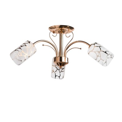 Люстра De markt 638010203 Олимпия Люстра De markt 638010203 ОлимпияПотолочные<br>Описание модели 638010203: Расширение легендарной коллекции Олимпия! Стеклянные белые плафоны с авангардным гальванизированным рисунком создают привлекательный дизайн и отличное решение оформления интерьеров! Потолочная форма светильника позволяет функционально экономить пространство, а удачное расположение плафонов способствует хорошей освещённости помещения.<br><br>Установка на натяжной потолок: Да<br>S освещ. до, м2: 9<br>Крепление: Планка<br>Тип лампы: накаливания / энергосбережения / LED-светодиодная<br>Тип цоколя: E14<br>Количество ламп: 3<br>MAX мощность ламп, Вт: 60<br>Диаметр, мм мм: 600<br>Высота, мм: 250