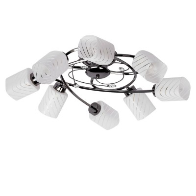 Люстра Mw light 638011008 Олимпия Люстра Mw light 638011008 ОлимпияПотолочные<br>Описание модели 638011008: Стильный потолочный светильник из коллекции Олимпия, приятно изумляет в ходе непосредственной его эксплуатации. В декоративном оформлении главную роль берут на себя плафоны нестандартной формы и стильная арматура цвета черного никеля. Прозрачный хрусталь каплевидной формы эффектно дополняет яркий и смелый образ светильника. Потолочная форма позволяет функционально экономить пространство, а удачное расположение плафонов способствует хорошей освещённости помещения.<br><br>Установка на натяжной потолок: Да<br>S освещ. до, м2: 24<br>Крепление: Планка<br>Тип лампы: накаливания / энергосбережения / LED-светодиодная<br>Тип цоколя: E14<br>Количество ламп: 8<br>MAX мощность ламп, Вт: 60<br>Диаметр, мм мм: 680<br>Высота, мм: 250<br>Поверхность арматуры: матовый<br>Цвет арматуры: серый<br>Общая мощность, Вт: 480