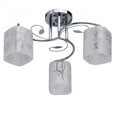 Светильник De Markt 673012603 Светильник De Markt 673012603Потолочные<br>673012603 - это Люстра из коллекции «Тетро» сочетает в себе продуманность деталей, форм и очаровательную красоту. Хромированное металлическое основание отлично сочетается с плавно изогнутыми рожками и матовыми стеклянными плафонами. Они украшены рисунком в виде звездочек. А декор в виде изящных завитков и листочков создает романтичный ореол.<br><br>S освещ. до, м2: 9<br>Тип лампы: накаливания / энергосбережения / LED-светодиодная<br>Тип цоколя: E27<br>Количество ламп: 3<br>MAX мощность ламп, Вт: 60<br>Диаметр, мм мм: 500<br>Высота, мм: 280