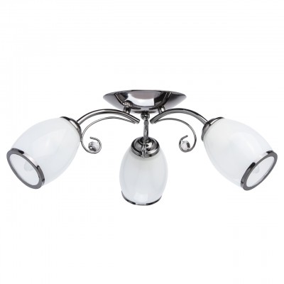 Светильник De Markt 677011603 Светильник De Markt 677011603Потолочные<br>677011603 - это Элегантная люстра из коллекции «Грация» будет отлично смотреться в современной обстановке. Металлическое основание выполнено в двух цветовых вариациях – цвета хрома и цвета чёрного никеля, каждый из которых имеет свои преимущества. Оба оттенка одинаково эффектно смотрятся в сочетании с плафонами из глянцевого белого стекла, дополненными окантовкой из металла в тон основанию. Люстра также украшена округлыми каплями из декоративного стекла.<br><br>Установка на натяжной потолок: Ограничено<br>S освещ. до, м2: 9<br>Тип лампы: накаливания / энергосбережения / LED-светодиодная<br>Тип цоколя: E27<br>Количество ламп: 3<br>Диаметр, мм мм: 500<br>Высота, мм: 180<br>MAX мощность ламп, Вт: 60
