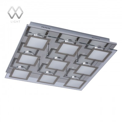 Люстра Mw light 678010509 Граффити Люстра Mw light 678010509 ГраффитиПотолочные<br>Описание модели 678010509: Геометрия светодиодного светильника построена на прямоугольных формах, которые повторяются как в основании, так и дизайне плафона. Стальное основание имеет зеркальную отражающую поверхность. Светодиодные лампы декорированы рисунком белого цвета с гальванизированным кантом на стекле, что вместе с отражением создает интересный эффект вложенных светящихся квадратов. «Граффити» обладает высокими параметрами освещенности и прекрасно подойдет для интерьеров в стиле модерн, хай-тек или авангард.<br><br>Установка на натяжной потолок: Да<br>S освещ. до, м2: 19<br>Крепление: Планка<br>Тип цоколя: LED<br>Количество ламп: 9<br>Ширина, мм: 390<br>MAX мощность ламп, Вт: 5<br>Длина, мм: 390<br>Высота, мм: 80