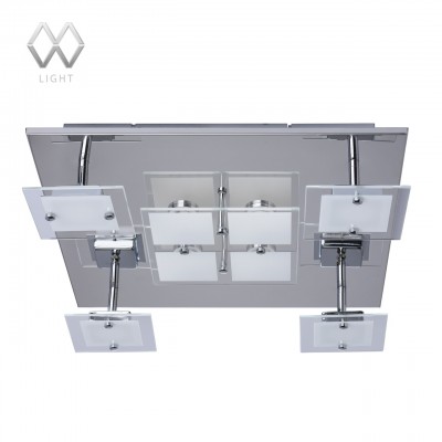 Люстра Mw light 678010708 Граффити Люстра Mw light 678010708 ГраффитиПотолочные<br>Описание модели 678010708: Потолочный светильник с оригинальной геометрией «Граффити» — лучшее решение для освещения интерьера в современном стиле. Стальное основание люстры декорировано зеркальным слоем. Светодиодные лампы располагаются в плоских квадратных плафонах из стекла с матовыми участками, рассеивающими свет. Также плафоны оснащены системой спотов, что позволяет менять направление светового потока. Конструкция светильника подходит для стандартных потолков, а высокие параметры освещенности позволяют использовать «Граффити» для различных типов помещений.<br><br>Установка на натяжной потолок: Да<br>S освещ. до, м2: 11<br>Крепление: Планка<br>Тип лампы: LED<br>Тип цоколя: LED<br>Количество ламп: 8<br>Ширина, мм: 450<br>Длина, мм: 450<br>Высота, мм: 120<br>Цвет арматуры: серебристый