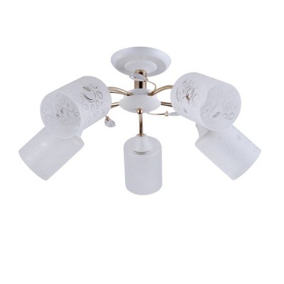 Светильник Colosseo 72169/5C Optima Светильник Colosseo 72169/5C OptimaПотолочные<br><br><br>Тип лампы: Накаливания / энергосбережения / светодиодная<br>Тип цоколя: E27<br>Количество ламп: 5<br>MAX мощность ламп, Вт: 60<br>Диаметр, мм мм: 600<br>Высота, мм: 280<br>Цвет арматуры: белый / золотой