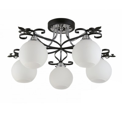 Светильник Colosseo 72176/5C Optima Светильник Colosseo 72176/5C OptimaПотолочные<br><br><br>Установка на натяжной потолок: Да<br>S освещ. до, м2: 15<br>Крепление: Планка<br>Тип лампы: Накаливания / энергосбережения / светодиодная<br>Тип цоколя: E27<br>Количество ламп: 5<br>MAX мощность ламп, Вт: 60<br>Диаметр, мм мм: 670<br>Высота, мм: 310<br>Цвет арматуры: черный / хром серебристый