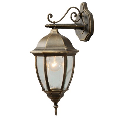 Светильник влагозащищенный Mw light 804020201 Фабур Светильник влагозащищенный Mw light 804020201 ФабурНастенные<br>Описание модели 804020201: Уличный светильник из коллекции «Фабур» по достоинству оценят любители классики. Основание из алюминия цвета старинной позолоты напоминает об античных временах. Под стать ему – форма стеклянного плафона, традиционная для интерьеров дворцовых замков. Такой светильник идеально дополнит изысканный экстерьер загородного дома, дизайн которого ориентирован на благородную классику. Рекомендуемая площадь освещения порядка 5 кв.м.<br><br>S освещ. до, м2: 5<br>Тип лампы: накаливания / энергосбережения / LED-светодиодная<br>Тип цоколя: E27<br>Количество ламп: 1<br>Ширина, мм: 210<br>MAX мощность ламп, Вт: 100<br>Длина, мм: 490<br>Расстояние от стены, мм: 260<br>Высота, мм: 260<br>Поверхность арматуры: матовый<br>Цвет арматуры: золотой<br>Общая мощность, Вт: 100
