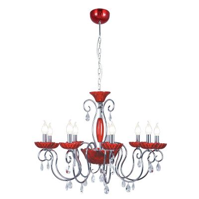 Люстра Colosseo 80909/9 Fabiana Люстра Colosseo 80909/9 FabianaПодвесные<br>Дополнительно рекомендуем посмотреть другие хрустальные люстры и светильники из данной серии. Модель - люстры Colosseo 80909/9 Fabiana в хроме замечательно впишется в задуманный Вами интерьер зала, гостиной или спальни. Купите хрустальную люстру уже сегодня и Вы поймете превосходство светильников перед другими направлениями освещения. Основное превосходство хрусталя - это отражение и преломление света во всем пространстве, а отсутствие абажуров не съест получаемый световой поток от горящих ламп!<br><br>Установка на натяжной потолок: Да<br>S освещ. до, м2: 36<br>Крепление: на крюк<br>Тип лампы: накал-я - энергосбер-я<br>Тип цоколя: E14<br>Количество ламп: 9<br>MAX мощность ламп, Вт: 60<br>Диаметр, мм мм: 820<br>Высота, мм: 700 - 1000<br>Оттенок (цвет): красный<br>Цвет арматуры: серебристый хром