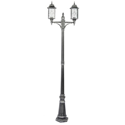 Светильник влагозащищенный Mw light 813040602 Бургос Светильник влагозащищенный Mw light 813040602 БургосБольшие фонари<br>Описание модели 813040602: Оригинальное витражное стекло в коллекции Бургос красиво преломляет лучи света, тем самым достойно украшая конструкцию светильников. Контуры алюминиевого литого основания чёрного цвета декорированы модной серебряной патиной. Благодаря лёгкости металлической конструкции и интересному дизайну, светильник отлично впишется в экстерьер любого природного ландшафта.<br><br>S освещ. до, м2: 9<br>Тип лампы: накаливания / энергосбережения / LED-светодиодная<br>Тип цоколя: Е27<br>Количество ламп: 2<br>MAX мощность ламп, Вт: 100<br>Диаметр, мм мм: 570<br>Высота, мм: 2250<br>Цвет арматуры: Черный<br>Общая мощность, Вт: 200