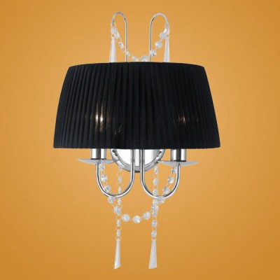 Eglo DIADEMA 89035 Светильник настенный бра Eglo DIADEMA 89035 Светильник настенный браКлассика<br>Австрийское качество модели светильника Eglo 89035 не оставит равнодушным каждого купившего! Тканевый абажур из органзы, основание хромированная сталь, с висячими украшениями из хрусталя (Пр-во Египет Asfour) Класс изоляции 2 (двойная изоляция до лампы), IP 20, освещенность 940 lm ,L=340Н=505,2X40W,E14.<br><br>S освещ. до, м2: 5<br>Тип лампы: накаливания / энергосбережения / LED-светодиодная<br>Тип цоколя: E14<br>Количество ламп: 2<br>MAX мощность ламп, Вт: 2<br>Размеры основания, мм: 0<br>Длина, мм: 340<br>Расстояние от стены, мм: 170<br>Высота, мм: 505<br>Оттенок (цвет): черный, прозрачный<br>Цвет арматуры: серебристый<br>Общая мощность, Вт: 2X40W