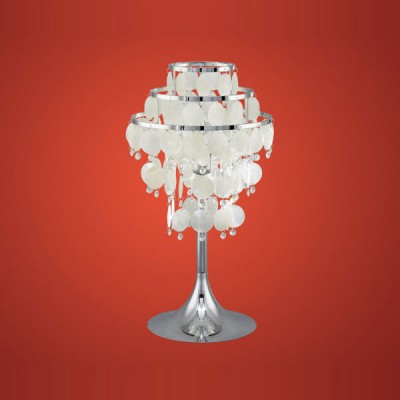 Eglo CHIPSY 90035 Настольная лампа Eglo CHIPSY 90035 Настольная лампаХрустальные<br>Австрийское качество модели светильника Eglo 90035 не оставит равнодушным каждого купившего! Перламутровые лепестки из натуральной морской раковины, Кристаллы (хрусталь Пр-во Египет Asfour), Хромированный глянцевый ажурный корпус, Класс изоляции 2 (двойная изоляция), IP 20, освещенность 806 lm ,Н=575D=300,1X100W,E27.<br><br>S освещ. до, м2: 6<br>Тип лампы: накал-я - энергосбер-я<br>Тип цоколя: E27<br>Количество ламп: 1<br>MAX мощность ламп, Вт: 2<br>Диаметр, мм мм: 300<br>Размеры основания, мм: 240<br>Высота, мм: 575<br>Оттенок (цвет): жемчужный, прозрачный<br>Цвет арматуры: серебристый<br>Общая мощность, Вт: 1X60W