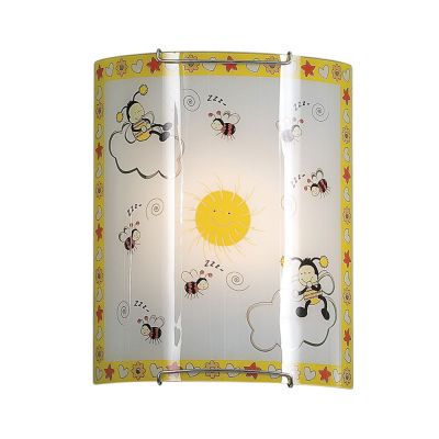 Citilux Пчелки CL921005 Светильник настенный бра Citilux Пчелки CL921005 Светильник настенный браДля детской<br>Настенно потолочный светильник Citilux (Ситилюкс) CL921005 подходит как для установки в вертикальном положении - на стены, так и для установки в горизонтальном - на потолок. Для установки настенно потолочных светильников на натяжной потолок необходимо<br><br>S освещ. до, м2: 6<br>Тип товара: Светильник настенный бра<br>Тип лампы: накаливания / энергосбережения / LED-светодиодная<br>Тип цоколя: E27<br>Количество ламп: 1<br>Ширина, мм: 200<br>MAX мощность ламп, Вт: 100<br>Размеры: Стеклянный рассеиватель, Высота 25см, Ширина 20см, Глубина 9см.<br>Расстояние от стены, мм: 90<br>Высота, мм: 250<br>Поверхность арматуры: глянцевый<br>Цвет арматуры: серебристый