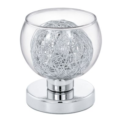Eglo OVIEDO 93058 Настольная лампа Eglo OVIEDO 93058 Настольная лампаСовременные<br>Настольная лампа – это не просто источник дополнительного освещения, но и оригинальный элемент декора. Его можно установить в спальне, гостиной, кабинете и других комнатах. Интернет-магазин «Светодом» предлагает настольные лампы разных стилей по доступным ценам. Благодаря большому ассортименту Вы обязательно найдете в нашем каталоге именно ту модель, которую искали. Настольная лампа Eglo 93058 – прекрасный вариант для завершения интерьера. Ее можно включить одновременно с люстрой для более яркого освещения или без нее для создания уютной атмосферы, настраивающей на отдых. Купить настольную лампу Eglo 93058 Вы можете с помощью виртуальной «Корзины» или по контактным номерам, указанным на сайте.<br><br>Тип цоколя: G9<br>Диаметр, мм мм: 95<br>Размеры основания, мм: 0<br>Высота, мм: 105<br>Оттенок (цвет): прозрачный, алюминий<br>Цвет арматуры: серебристый<br>Общая мощность, Вт: 1X33W