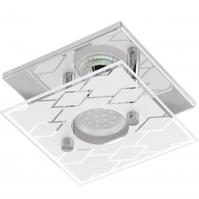 Eglo DOYET 94574 Настенно-потолочные светильники Eglo DOYET 94574 Настенно-потолочные светильникиДекоративные<br>Настенно-потолочные светильники – это универсальные осветительные варианты, которые подходят для вертикального и горизонтального монтажа. В интернет-магазине «Светодом» Вы можете приобрести подобные модели по выгодной стоимости. В нашем каталоге представлены как бюджетные варианты, так и эксклюзивные изделия от производителей, которые уже давно заслужили доверие дизайнеров и простых покупателей. Настенно-потолочный светильник Eglo 94574 станет прекрасным дополнением к основному освещению. Благодаря качественному исполнению и применению современных технологий при производстве эта модель будет радовать Вас своим привлекательным внешним видом долгое время. Приобрести настенно-потолочный светильник Eglo 94574 можно, находясь в любой точке России. Компания «Светодом» осуществляет доставку заказов не только по Москве и Екатеринбургу, но и в остальные города.<br><br>S освещ. до, м2: 1<br>Тип цоколя: GU10<br>Количество ламп: 1<br>Ширина, мм: 135<br>MAX мощность ламп, Вт: 3<br>Размеры основания, мм: 0<br>Длина, мм: 135<br>Высота, мм: 85<br>Оттенок (цвет): белый, прозрачный<br>Цвет арматуры: серебристый<br>Общая мощность, Вт: 1X3W