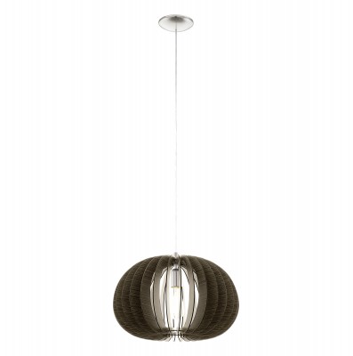 Eglo COSSANO 94638 Светильник подвесной Eglo COSSANO 94638 Светильник подвеснойОдиночные<br>Подвесной светильник – это универсальный вариант, подходящий для любой комнаты. Сегодня производители предлагают огромный выбор таких моделей по самым разным ценам. В каталоге интернет-магазина «Светодом» мы собрали большое количество интересных и оригинальных светильников по выгодной стоимости. Вы можете приобрести их с доставкой в Москву, Екатеринбург и любой другой город России. Подвесной светильник Eglo 94638 сразу же привлечет внимание Ваших гостей благодаря стильному исполнению. Благородный дизайн позволит использовать эту модель практически в любом интерьере. Она обеспечит достаточно света и при этом легко монтируется. Чтобы купить подвесной светильник Eglo 94638, воспользуйтесь формой на нашем сайте или позвоните менеджерам интернет-магазина.<br><br>Тип цоколя: E27<br>Диаметр, мм мм: 450<br>Размеры основания, мм: 0<br>Высота, мм: 1100<br>Оттенок (цвет): темно-коричневый<br>Цвет арматуры: серебристый никель<br>Общая мощность, Вт: 1X60W