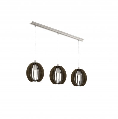 Eglo COSSANO 94641 Светильник подвесной Eglo COSSANO 94641 Светильник подвеснойТройные<br>Подвесной светильник – это универсальный вариант, подходящий для любой комнаты. Сегодня производители предлагают огромный выбор таких моделей по самым разным ценам. В каталоге интернет-магазина «Светодом» мы собрали большое количество интересных и оригинальных светильников по выгодной стоимости. Вы можете приобрести их в Москве, Екатеринбурге и любом другом городе России. Подвесной светильник Eglo 94641 сразу же привлечет внимание Ваших гостей благодаря стильному исполнению. Благородный дизайн позволит использовать эту модель практически в любом интерьере. Она обеспечит достаточно света и при этом легко монтируется. Чтобы купить подвесной светильник Eglo 94641, воспользуйтесь формой на нашем сайте или позвоните менеджерам интернет-магазина.<br><br>S освещ. до, м2: 6<br>Тип цоколя: E14<br>Цвет арматуры: серебристый никель<br>Количество ламп: 3<br>Ширина, мм: 190<br>Размеры основания, мм: 0<br>Длина, мм: 790<br>Высота, мм: 1100<br>Оттенок (цвет): темно-коричневый<br>MAX мощность ламп, Вт: 40<br>Общая мощность, Вт: 3X40W
