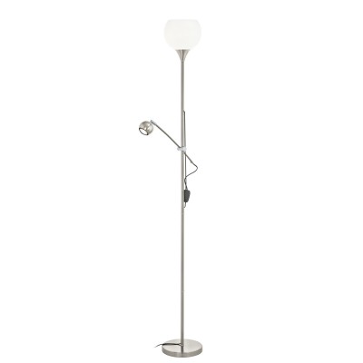 Eglo SPELLO 3 95317 Светодиодный торшер Eglo SPELLO 3 95317 Светодиодный торшерМодерн<br>Светодиодный торшер с ламп. дл чтен. SPELLO 3, 1х60W (E27), 1х3,3W (GU10), ?230, H1835, cталь, никель мат., хром/пластик, белый применетс преимущественно в домашнем освещении с использованием стандартных выклчателей и переклчателей дл сетей 220V.<br><br>Тип лампы: LED - светодиодна<br>Тип цокол: E27<br>Количество ламп: 1<br>MAX мощность ламп, Вт: 60<br>Высота, мм: 1835<br>Цвет арматуры: серебристый, хром