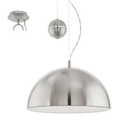 Eglo PACHECO 95431 Подвесной светильник Eglo PACHECO 95431 Подвесной светильникОдиночные<br>Подвес PAСHEGO с регулир. высоты, 1х60W(E27), ?380, H750-1450, сталь, никель матовый, хром применяется преимущественно в домашнем освещении с использованием стандартных выключателей и переключателей для сетей 220V.<br><br>S освещ. до, м2: 3<br>Тип цоколя: E27<br>Количество ламп: 1<br>MAX мощность ламп, Вт: 60<br>Диаметр, мм мм: 380<br>Высота, мм: 1100<br>Цвет арматуры: серебристый, хром