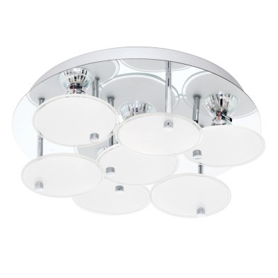 Eglo JURANDA 95518 Настенно-потолочный светильник LED Eglo JURANDA 95518 Настенно-потолочный светильник LEDПотолочные<br>Светодиодный потол. светильник JURANDA, 4х3W(GU10), ?330, нерж. сталь, хром/сатин. стекло, белый, прозрач. применяется преимущественно в домашнем освещении с использованием стандартных выключателей и переключателей для сетей 220V.<br><br>S освещ. до, м2: 5<br>Тип лампы: LED - светодиодная<br>Тип цоколя: GU10<br>Количество ламп: 4<br>MAX мощность ламп, Вт: 3<br>Диаметр, мм мм: 330<br>Высота, мм: 115<br>Цвет арматуры: серебристый хром