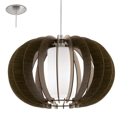 Eglo STELLATO 3 95592 Подвесной светильник Eglo STELLATO 3 95592 Подвесной светильникОдиночные<br>Подвес STELLATO 3, 1х60W (E27), ?500, H1500, сталь никель матовый/дерево, стекло, коричневый применяется преимущественно в домашнем освещении с использованием стандартных выключателей и переключателей для сетей 220V.<br><br>Тип цоколя: E27<br>Количество ламп: 1<br>MAX мощность ламп, Вт: 60<br>Диаметр, мм мм: 500<br>Высота, мм: 1500<br>Цвет арматуры: серебристый никель