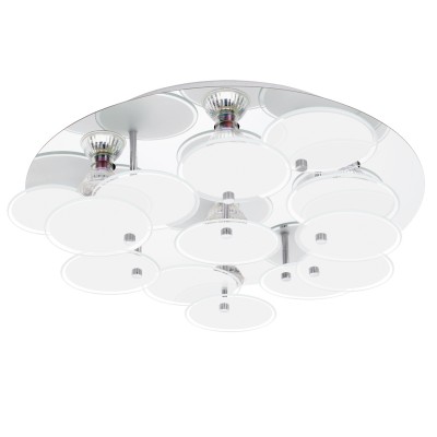 Eglo JURANDA 95719 Настенно-потолочный светильник LED Eglo JURANDA 95719 Настенно-потолочный светильник LEDПотолочные<br>Светодиодный потол. светильник JURANDA, 7х3W(GU10), ?440, нерж. сталь, хром/сатин. стекло, белый, прозрач. применяется преимущественно в домашнем освещении с использованием стандартных выключателей и переключателей для сетей 220V.<br><br>Установка на натяжной потолок: Да<br>S освещ. до, м2: 8<br>Тип лампы: LED - светодиодная<br>Тип цоколя: GU10<br>Количество ламп: 7<br>MAX мощность ламп, Вт: 3<br>Диаметр, мм мм: 440<br>Высота, мм: 130<br>Цвет арматуры: серебристый
