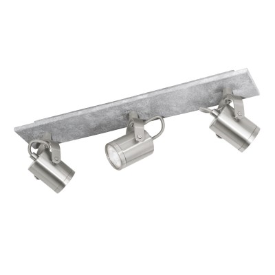 Eglo PRACETA 95743 Светодиодный спот Eglo PRACETA 95743 Светодиодный спотТройные<br>Светодиодный спот PRACETA, 3x3,3W(GU10), L460, сталь, серый, никель матовый, под бетон применяется преимущественно в домашнем освещении с использованием стандартных выключателей и переключателей для сетей 220V.<br><br>S освещ. до, м2: 4<br>Тип лампы: LED - светодиодная<br>Тип цоколя: GU10<br>Цвет арматуры: серый, никель матовый<br>Количество ламп: 3<br>Ширина, мм: 80<br>Длина, мм: 460<br>MAX мощность ламп, Вт: 3