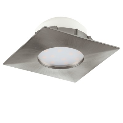 Eglo PINEDA 95799 Встраиваемый светильник Eglo PINEDA 95799 Встраиваемый светильникКвадратные LED<br>Светодиодный встраиваемый светильник PINEDA, 1х6W(LED), 78х78, пластик, никель матовый применяется преимущественно в домашнем освещении с использованием стандартных выключателей и переключателей для сетей 220V.<br><br>Цветовая t, К: 3000<br>Тип лампы: LED - светодиодная<br>Тип цоколя: LED<br>Количество ламп: 1<br>Ширина, мм: 78<br>MAX мощность ламп, Вт: 6<br>Длина, мм: 78<br>Цвет арматуры: серебристый