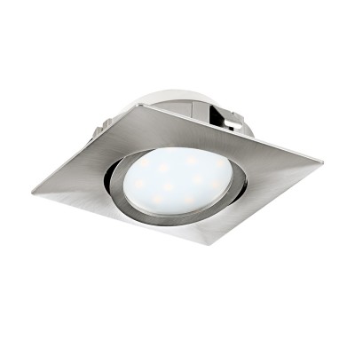 Eglo PINEDA 95843 Встраиваемый светильник Eglo PINEDA 95843 Встраиваемый светильникКвадратные LED<br>Светодиодный встраиваемый светильник PINEDA регулир., 1х6W(LED), 84х84, пластик, никель матовый применяется преимущественно в домашнем освещении с использованием стандартных выключателей и переключателей для сетей 220V.<br><br>Цветовая t, К: 3000<br>Тип лампы: LED - светодиодная<br>Тип цоколя: LED<br>Цвет арматуры: никель матовый<br>Количество ламп: 1<br>Ширина, мм: 84<br>Длина, мм: 84<br>MAX мощность ламп, Вт: 6