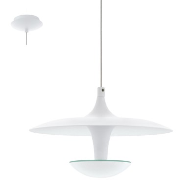 Eglo TORONJA 95958 Подвесной светильник Eglo TORONJA 95958 Подвесной светильникОдиночные<br>Светодиодный подвес TORONJA, 1х5,3W(LED), ?220, H1500, сталь, белый применяется преимущественно в домашнем освещении с использованием стандартных выключателей и переключателей для сетей 220V.<br><br>Цветовая t, К: 3000<br>Тип лампы: LED - светодиодная<br>Тип цоколя: LED<br>Количество ламп: 1<br>MAX мощность ламп, Вт: 5<br>Диаметр, мм мм: 220<br>Высота, мм: 1500<br>Цвет арматуры: белый