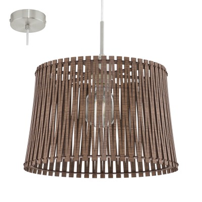 Eglo SENDERO 96198 Подвесной светильник Eglo SENDERO 96198 Подвесной светильникОдиночные<br>Подвес SENDERO, 1х60W(E27), ?380, сталь, никель мат./дерево, темно-коричневый применяется преимущественно в домашнем освещении с использованием стандартных выключателей и переключателей для сетей 220V.<br><br>Тип цоколя: E27<br>Количество ламп: 1<br>MAX мощность ламп, Вт: 60<br>Диаметр, мм мм: 380<br>Высота, мм: 1100<br>Цвет арматуры: серебристый никель