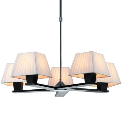 Люстра Arte lamp A1295LM-5BK Fusion Люстра Arte lamp A1295LM-5BK FusionПодвесные<br>Изысканная эстетика в сочетании с интеллигентной скромностью – вот, что гармонично дополнит Ваш интерьер! К примеру, подвесная люстра Arte lamp A1295LM-5BK, выполненная в классическом стиле. Она может, как попасть в тон уже существующим предметам интерьера, так и стать законодательницей стиля для последующих приобретений. Лаконичная строгость конструкции в тон тёмному дереву дополнена текстильными абажурами белого свечения. Используйте в оформлении интерьера белые, серые, зелёные, чёрные, коричневые и другие цвета, чтобы подчеркнуть гармоничное сочетание люстры Arte lamp A1295LM-5BK с каждой составляющей дизайна, в том числе мебелью из натурального дерева.<br><br>S освещ. до, м2: 20<br>Тип лампы: накаливания / энергосбережения / LED-светодиодная<br>Тип цоколя: E14<br>Количество ламп: 5<br>Ширина, мм: 650<br>MAX мощность ламп, Вт: 60<br>Диаметр, мм мм: 650<br>Длина цепи/провода, мм: 250 - 400<br>Высота, мм: 300<br>Цвет арматуры: серебристый хром