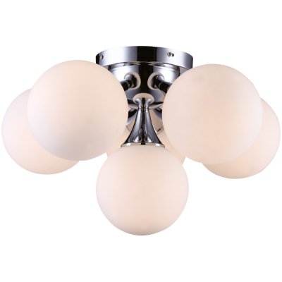 Потолочная люстра Arte lamp A2560PL-6CC Gelataio Потолочная люстра Arte lamp A2560PL-6CC GelataioПотолочные<br>Компания «Светодом» предлагает широкий ассортимент люстр от известных производителей. Представленные в нашем каталоге товары выполнены из современных материалов и обладают отличным качеством. Благодаря широкому ассортименту Вы сможете найти у нас люстру под любой интерьер. Мы предлагаем как классические варианты, так и современные модели, отличающиеся лаконичностью и простотой форм. Стильная люстра Arte lamp A2560PL-6CC станет украшением любого дома. Эта модель от известного производителя не оставит равнодушным ценителей красивых и оригинальных предметов интерьера. Люстра Arte lamp A2560PL-6CC обеспечит равномерное распределение света по всей комнате. При выборе обратите внимание на характеристики, позволяющие приобрести наиболее подходящую модель. Купить понравившуюся люстру по доступной цене Вы можете в интернет-магазине «Светодом».<br><br>Установка на натяжной потолок: Да<br>S освещ. до, м2: 18<br>Крепление: Планка<br>Тип лампы: накаливания / энергосбережения / LED-светодиодная<br>Тип цоколя: E27<br>Количество ламп: 6<br>MAX мощность ламп, Вт: 60<br>Диаметр, мм мм: 500<br>Высота, мм: 300<br>Оттенок (цвет): белый<br>Цвет арматуры: серебристый