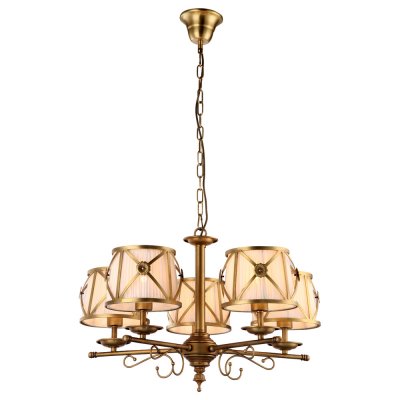 Светильник Arte lamp A2806LM-5SR CHIC Светильник Arte lamp A2806LM-5SR CHICПодвесные<br>Компания «Светодом» предлагает широкий ассортимент люстр от известных производителей. Представленные в нашем каталоге товары выполнены из современных материалов и обладают отличным качеством. Благодаря широкому ассортименту Вы сможете найти у нас люстру под любой интерьер. Мы предлагаем как классические варианты, так и современные модели, отличающиеся лаконичностью и простотой форм. Стильная люстра Arte lamp A2806LM-5SR станет украшением любого дома. Эта модель от известного производителя не оставит равнодушным ценителей красивых и оригинальных предметов интерьера. Люстра Arte lamp A2806LM-5SR обеспечит равномерное распределение света по всей комнате. При выборе обратите внимание на характеристики, позволяющие приобрести наиболее подходящую модель. Купить понравившуюся люстру по доступной цене Вы можете в интернет-магазине «Светодом». Мы предлагаем доставку не только по Москве и Екатеринбурге, но и по всей России.<br><br>Установка на натяжной потолок: Да<br>S освещ. до, м2: 10<br>Крепление: Крюк<br>Тип товара: Светильник<br>Скидка, %: 10<br>Тип лампы: накал-я - энергосбер-я+<br>Тип цоколя: E27<br>Количество ламп: 5<br>MAX мощность ламп, Вт: 40<br>Диаметр, мм мм: 720<br>Высота, мм: 450<br>Цвет арматуры: золотой