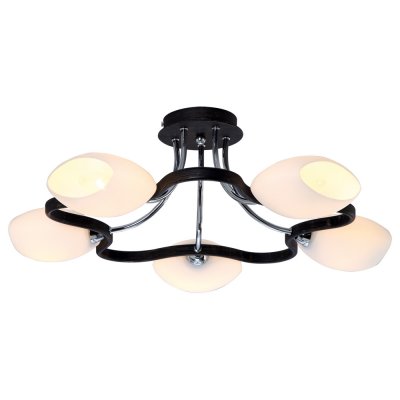 Люстра потолочная Arte lamp A3004PL-5BA Liverpool Люстра потолочная Arte lamp A3004PL-5BA LiverpoolПотолочные<br>Оригинальный потолочный светильник Arte lamp A3004PL-5BA станет стильным украшением современного интерьера, внесет в него изысканность и шарм! Эффектное сочетание необычной формы и контрастных оттенков матового белого с насыщенным черным тонами формируют неповторимый образ, который всегда будет привлекать восхищенные взгляды Ваших гостей. Пять плафонов создают яркое и приятное для зрения освещение на площади до 14 кв.м., поэтому наиболее функционально использовать светильник в средней по размерам комнате с невысоким потолком, например, в гостиной, прихожей, кухне или спальне.<br><br>Установка на натяжной потолок: Да<br>S освещ. до, м2: 14<br>Крепление: Планка<br>Тип лампы: накаливания / энергосбережения / LED-светодиодная<br>Тип цоколя: E14<br>Количество ламп: 5<br>Ширина, мм: 650<br>MAX мощность ламп, Вт: 40<br>Диаметр, мм мм: 650<br>Высота, мм: 220<br>Цвет арматуры: черный