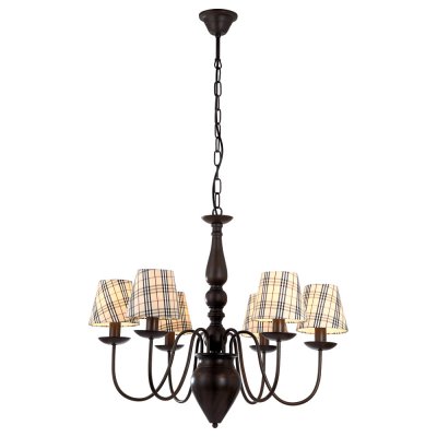 Люстра подвесная Arte lamp A3090LM-6CK Scotch Люстра подвесная Arte lamp A3090LM-6CK ScotchПодвесные<br>Компания «Светодом» предлагает широкий ассортимент люстр от известных производителей. Представленные в нашем каталоге товары выполнены из современных материалов и обладают отличным качеством. Благодаря широкому ассортименту Вы сможете найти у нас люстру под любой интерьер. Мы предлагаем как классические варианты, так и современные модели, отличающиеся лаконичностью и простотой форм. Стильная люстра Arte lamp A3090LM-6CK станет украшением любого дома. Эта модель от известного производителя не оставит равнодушным ценителей красивых и оригинальных предметов интерьера. Люстра Arte lamp A3090LM-6CK обеспечит равномерное распределение света по всей комнате. При выборе обратите внимание на характеристики, позволяющие приобрести наиболее подходящую модель. Купить понравившуюся люстру по доступной цене Вы можете в интернет-магазине «Светодом».<br><br>Установка на натяжной потолок: Да<br>S освещ. до, м2: 16<br>Крепление: Крюк<br>Тип лампы: накаливания / энергосбережения / LED-светодиодная<br>Тип цоколя: E14<br>Количество ламп: 6<br>Ширина, мм: 700<br>MAX мощность ламп, Вт: 40<br>Диаметр, мм мм: 700<br>Длина цепи/провода, мм: 900<br>Высота, мм: 570<br>Цвет арматуры: коричневый