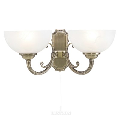 Светильник бра Arte Lamp A3777AP-2AB Windsor white Светильник бра Arte Lamp A3777AP-2AB Windsor whiteКлассика<br><br><br>S освещ. до, м2: 6<br>Тип лампы: накаливания / энергосбережения / LED-светодиодная<br>Тип цоколя: E14<br>Количество ламп: 2<br>Ширина, мм: 420<br>MAX мощность ламп, Вт: 40<br>Диаметр, мм мм: 220<br>Высота, мм: 200<br>Цвет арматуры: бронзовый