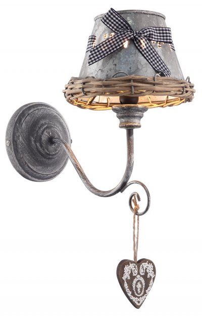 Светильник Arte lamp A5290AP-1RI Fattoria Светильник Arte lamp A5290AP-1RI FattoriaРустика<br><br><br>Тип товара: Светильник настенный бра<br>Тип лампы: Накаливания / энергосбережения / светодиодная<br>Тип цоколя: E14<br>Количество ламп: 1<br>Ширина, мм: 170<br>MAX мощность ламп, Вт: 40<br>Длина, мм: 270<br>Высота, мм: 300<br>Цвет арматуры: серый