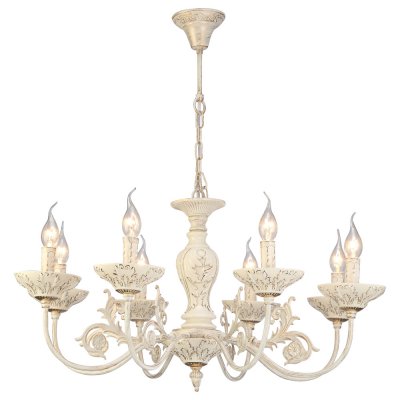 Светильник Arte lamp A5326LM-8WG Faina Светильник Arte lamp A5326LM-8WG FainaПодвесные<br>Компания «Светодом» предлагает широкий ассортимент люстр от известных производителей. Представленные в нашем каталоге товары выполнены из современных материалов и обладают отличным качеством. Благодаря широкому ассортименту Вы сможете найти у нас люстру под любой интерьер. Мы предлагаем как классические варианты, так и современные модели, отличающиеся лаконичностью и простотой форм. Стильная люстра Arte lamp A5326LM-8WG станет украшением любого дома. Эта модель от известного производителя не оставит равнодушным ценителей красивых и оригинальных предметов интерьера. Люстра Arte lamp A5326LM-8WG обеспечит равномерное распределение света по всей комнате. При выборе обратите внимание на характеристики, позволяющие приобрести наиболее подходящую модель. Купить понравившуюся люстру по доступной цене Вы можете в интернет-магазине «Светодом».<br><br>Установка на натяжной потолок: Да<br>S освещ. до, м2: 16<br>Крепление: Крюк<br>Тип лампы: накал-я - энергосбер-я<br>Тип цоколя: E14<br>Количество ламп: 8<br>MAX мощность ламп, Вт: 40<br>Диаметр, мм мм: 720<br>Высота, мм: 400<br>Цвет арматуры: белый с золотистой патиной