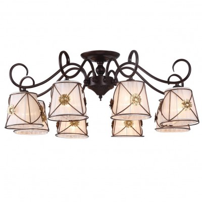 Светильник Arte lamp A5495PL-8BR FORTUNA Светильник Arte lamp A5495PL-8BR FORTUNAПотолочные<br>Компания «Светодом» предлагает широкий ассортимент люстр от известных производителей. Представленные в нашем каталоге товары выполнены из современных материалов и обладают отличным качеством. Благодаря широкому ассортименту Вы сможете найти у нас люстру под любой интерьер. Мы предлагаем как классические варианты, так и современные модели, отличающиеся лаконичностью и простотой форм. Стильная люстра Arte lamp A5495PL-8BR станет украшением любого дома. Эта модель от известного производителя не оставит равнодушным ценителей красивых и оригинальных предметов интерьера. Люстра Arte lamp A5495PL-8BR обеспечит равномерное распределение света по всей комнате. При выборе обратите внимание на характеристики, позволяющие приобрести наиболее подходящую модель. Купить понравившуюся люстру по доступной цене Вы можете в интернет-магазине «Светодом». Мы предлагаем доставку не только по Москве и Екатеринбурге, но и по всей России.<br><br>Установка на натяжной потолок: Ограничено<br>S освещ. до, м2: 24<br>Крепление: Планка<br>Тип лампы: Накаливания / энергосбережения / светодиодная<br>Тип цоколя: E27<br>Количество ламп: 8<br>MAX мощность ламп, Вт: 60<br>Размеры: H28xW75xL75<br>Цвет арматуры: коричневый