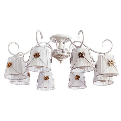 Светильник Arte lamp A5495PL-8WG FORTUNA Светильник Arte lamp A5495PL-8WG FORTUNAПотолочные<br>Компания «Светодом» предлагает широкий ассортимент люстр от известных производителей. Представленные в нашем каталоге товары выполнены из современных материалов и обладают отличным качеством. Благодаря широкому ассортименту Вы сможете найти у нас люстру под любой интерьер. Мы предлагаем как классические варианты, так и современные модели, отличающиеся лаконичностью и простотой форм. Стильная люстра Arte lamp A5495PL-8WG станет украшением любого дома. Эта модель от известного производителя не оставит равнодушным ценителей красивых и оригинальных предметов интерьера. Люстра Arte lamp A5495PL-8WG обеспечит равномерное распределение света по всей комнате. При выборе обратите внимание на характеристики, позволяющие приобрести наиболее подходящую модель. Купить понравившуюся люстру по доступной цене Вы можете в интернет-магазине «Светодом».<br><br>Установка на натяжной потолок: Да<br>S освещ. до, м2: 24<br>Крепление: Планка<br>Тип лампы: Накаливания / энергосбережения / светодиодная<br>Тип цоколя: E27<br>Количество ламп: 8<br>MAX мощность ламп, Вт: 60<br>Диаметр, мм мм: 750<br>Размеры: H28xW75xL75<br>Высота, мм: 280<br>Цвет арматуры: белый с золотистой патиной