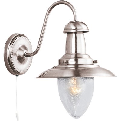 Светильник бра Arte Lamp A5518AP-1SS Fisherman Светильник бра Arte Lamp A5518AP-1SS FishermanМорской стиль<br><br><br>S освещ. до, м2: 4<br>Тип лампы: накаливания / энергосбережения / LED-светодиодная<br>Тип цоколя: E27<br>Количество ламп: 1<br>Ширина, мм: 180<br>MAX мощность ламп, Вт: 60<br>Диаметр, мм мм: 250<br>Высота, мм: 260<br>Цвет арматуры: серый
