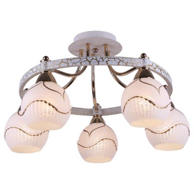 Люстра Arte lamp A6173PL-5WG Daniella Люстра Arte lamp A6173PL-5WG DaniellaПотолочные<br>Отличную модель светильника Arte lamp A6173PL-5WG из серии DANIELLA производства Италии возможно купить оптом и в розницу на официальном сайте интернет-магазина Светодом.<br><br>Установка на натяжной потолок: Да<br>S освещ. до, м2: 20<br>Крепление: Планка<br>Тип лампы: накаливания / энергосбережения / LED-светодиодная<br>Тип цоколя: E14<br>Количество ламп: 5<br>MAX мощность ламп, Вт: 60<br>Диаметр, мм мм: 510<br>Высота, мм: 300