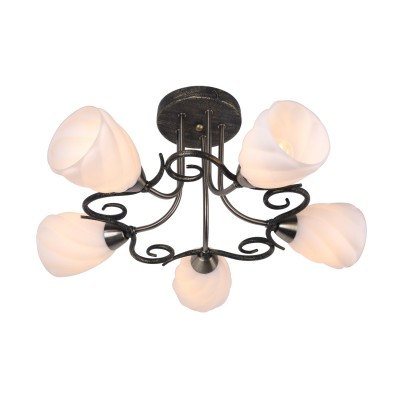 Светильник Arte lamp A6253PL-5BA Swirls Светильник Arte lamp A6253PL-5BA SwirlsПотолочные<br>Компания «Светодом» предлагает широкий ассортимент люстр от известных производителей. Представленные в нашем каталоге товары выполнены из современных материалов и обладают отличным качеством. Благодаря широкому ассортименту Вы сможете найти у нас люстру под любой интерьер. Мы предлагаем как классические варианты, так и современные модели, отличающиеся лаконичностью и простотой форм. <br>Стильная люстра Arte lamp A6253PL-5BA станет украшением любого дома. Эта модель от известного производителя не оставит равнодушным ценителей красивых и оригинальных предметов интерьера. Люстра Arte lamp A6253PL-5BA обеспечит равномерное распределение света по всей комнате. При выборе обратите внимание на характеристики, позволяющие приобрести наиболее подходящую модель. <br>Купить понравившуюся люстру по доступной цене Вы можете в интернет-магазине «Светодом».<br><br>Установка на натяжной потолок: Да<br>S освещ. до, м2: 10<br>Крепление: Планка<br>Тип лампы: накал-я - энергосбер-я<br>Тип цоколя: E14<br>Количество ламп: 5<br>MAX мощность ламп, Вт: 40<br>Диаметр, мм мм: 550<br>Высота, мм: 260<br>Цвет арматуры: черный