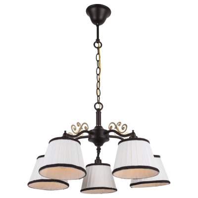 Светильник Arte lamp A6344LM-5BR Capri Светильник Arte lamp A6344LM-5BR CapriПодвесные<br>Компания «Светодом» предлагает широкий ассортимент люстр от известных производителей. Представленные в нашем каталоге товары выполнены из современных материалов и обладают отличным качеством. Благодаря широкому ассортименту Вы сможете найти у нас люстру под любой интерьер. Мы предлагаем как классические варианты, так и современные модели, отличающиеся лаконичностью и простотой форм. Стильная люстра Arte lamp A6344LM-5BR станет украшением любого дома. Эта модель от известного производителя не оставит равнодушным ценителей красивых и оригинальных предметов интерьера. Люстра Arte lamp A6344LM-5BR обеспечит равномерное распределение света по всей комнате. При выборе обратите внимание на характеристики, позволяющие приобрести наиболее подходящую модель. Купить понравившуюся люстру по доступной цене Вы можете в интернет-магазине «Светодом».<br><br>Установка на натяжной потолок: Да<br>S освещ. до, м2: 10<br>Крепление: Крюк<br>Тип лампы: Накаливания / энергосбережения / светодиодная<br>Тип цоколя: E14<br>Количество ламп: 5<br>MAX мощность ламп, Вт: 40<br>Диаметр, мм мм: 550<br>Высота, мм: 310<br>Цвет арматуры: коричневый