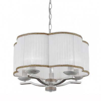 Светильник подвесной Arte lamp A6555SP-5WG GRANNY Светильник подвесной Arte lamp A6555SP-5WG GRANNYПодвесные<br>Компания «Светодом» предлагает широкий ассортимент люстр от известных производителей. Представленные в нашем каталоге товары выполнены из современных материалов и обладают отличным качеством. Благодаря широкому ассортименту Вы сможете найти у нас люстру под любой интерьер. Мы предлагаем как классические варианты, так и современные модели, отличающиеся лаконичностью и простотой форм. <br>Стильная люстра Arte lamp A6555SP-5WG станет украшением любого дома. Эта модель от известного производителя не оставит равнодушным ценителей красивых и оригинальных предметов интерьера. Люстра Arte lamp A6555SP-5WG обеспечит равномерное распределение света по всей комнате. При выборе обратите внимание на характеристики, позволяющие приобрести наиболее подходящую модель. <br>Купить понравившуюся люстру по доступной цене Вы можете в интернет-магазине «Светодом».<br><br>Установка на натяжной потолок: Да<br>S освещ. до, м2: 10<br>Тип цоколя: E14<br>Цвет арматуры: белый с золотистой патиной<br>Количество ламп: 5<br>Диаметр, мм мм: 450<br>Размеры: H28xW45xL45+шн/цп40<br>Высота, мм: 280 - 680<br>MAX мощность ламп, Вт: 40