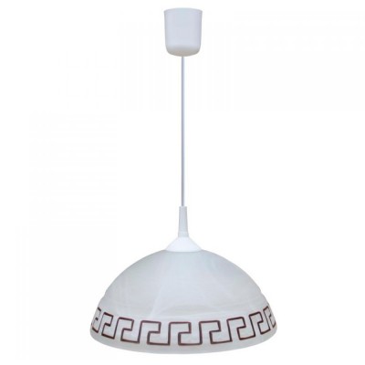 Светильник греческий Arte lamp A6630SP-1WH Cucina Светильник греческий Arte lamp A6630SP-1WH CucinaДля кухни<br>Подвесной светильник с греческим узором на одну лампу регулируется по высоте и подходит в основном для кухни и обеденных зон в доме.<br><br>S освещ. до, м2: 4<br>Тип лампы: накал-я - энергосбер-я<br>Тип цоколя: E27<br>Количество ламп: 1<br>Ширина, мм: 300<br>MAX мощность ламп, Вт: 60<br>Диаметр, мм мм: 300<br>Длина цепи/провода, мм: 400<br>Высота, мм: 200<br>Цвет арматуры: белый